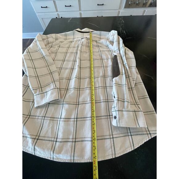 Ridgecut Toughwear tan/green plaid button workshirt elbow patch XL 100% cotton - Picture 9 of 12